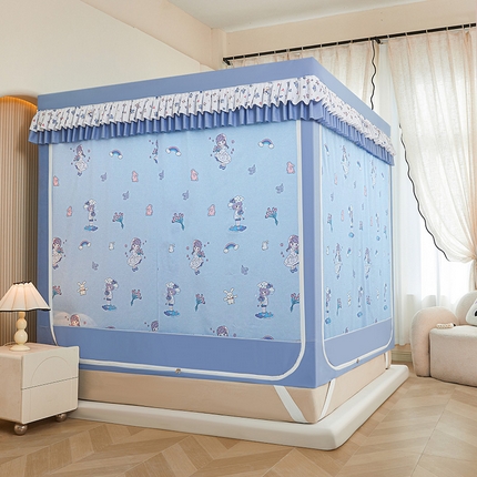 91家纺网 家纺一手货源 找家纺 （总）迪凡保罗蚊帐 2025新款2503专版印花遮光帘防摔坐床蚊帐实拍图