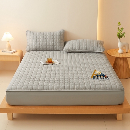 91家纺网 家纺一手货源 找家纺 老帅的工厂店 2025新款A类小熊夹棉防水床笠（有买家秀） 小熊款-素雅灰