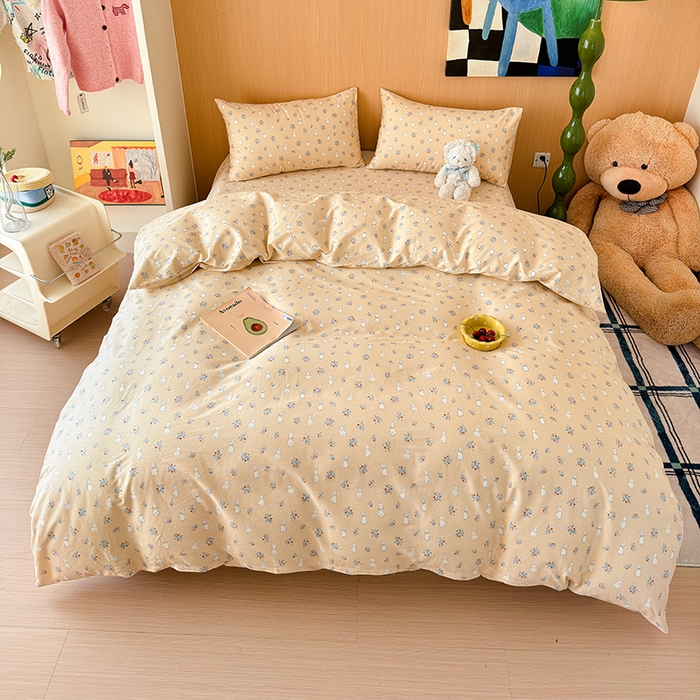 91家纺网 家纺一手货源 找家纺 感遇全棉软萌清新四件套 开心兔子