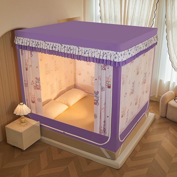 91家纺网 家纺一手货源 找家纺 迪凡保罗蚊帐 2025新款2503专版印花遮光帘防摔坐床蚊帐实拍图 奶萌兔兔