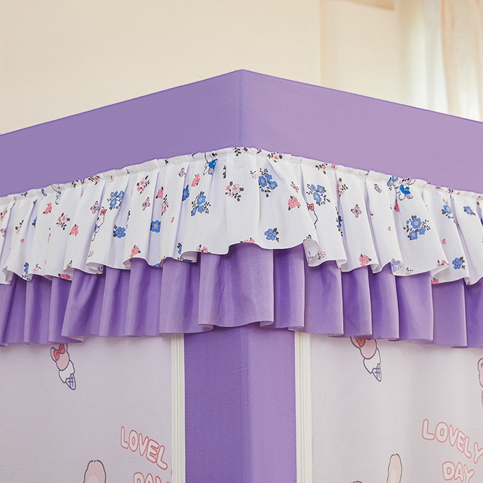 91家纺网 家纺一手货源 找家纺 迪凡保罗蚊帐 2025新款2503专版印花遮光帘防摔坐床蚊帐实拍图 奶萌兔兔