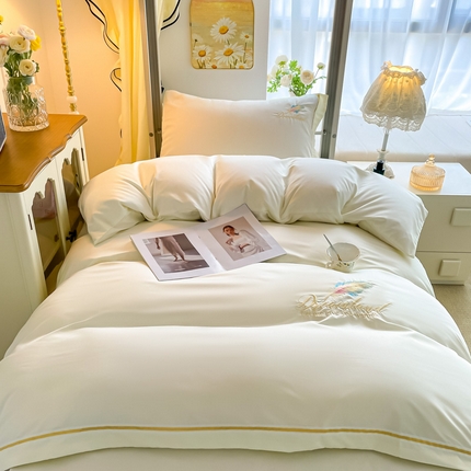 91家纺网 家纺一手货源 找家纺 （总）悦织湾家纺 2025新款水洗冰丝羽毛学生宿舍三件套轻奢时尚床上用品四件套