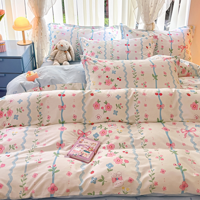 91家纺网 家纺一手货源 找家纺 涵宸家纺 2025新款全棉印花四件套 B蓝魅