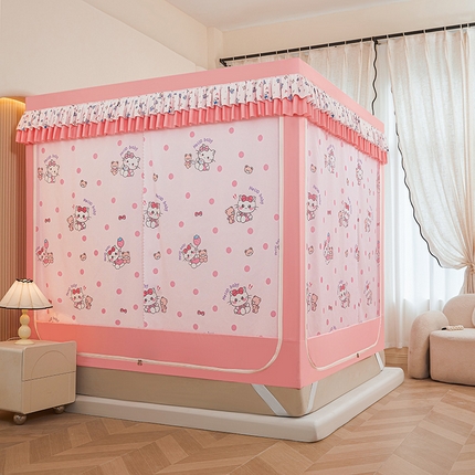 91家纺网 家纺一手货源 找家纺 （总）迪凡保罗蚊帐 2025新款2503专版印花遮光帘防摔坐床蚊帐实拍图