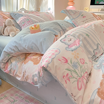 涵宸家纺 2025新款全棉印花四件套 A快乐园