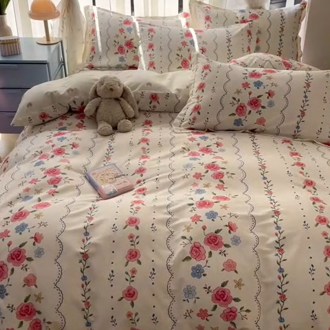 91家纺网 家纺一手货源 找家纺 涵宸家纺 2025新款全棉印花四件套 B伊芙琳