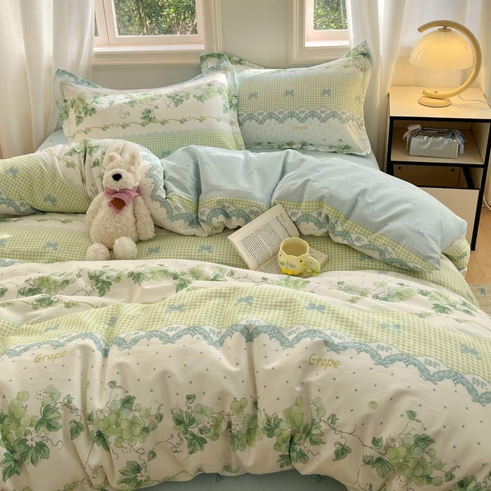 91家纺网 家纺一手货源 找家纺 涵宸家纺 2025新款全棉印花四件套 B葡萄园