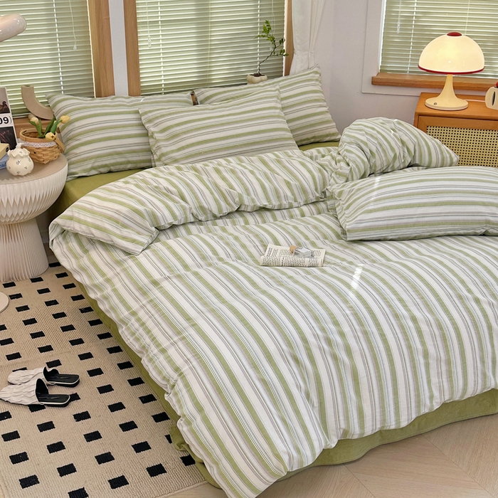 91家纺网 家纺一手货源 找家纺 澳萝拉 2025新款全棉水洗棉印花款四件套-风格二 左岸-绿