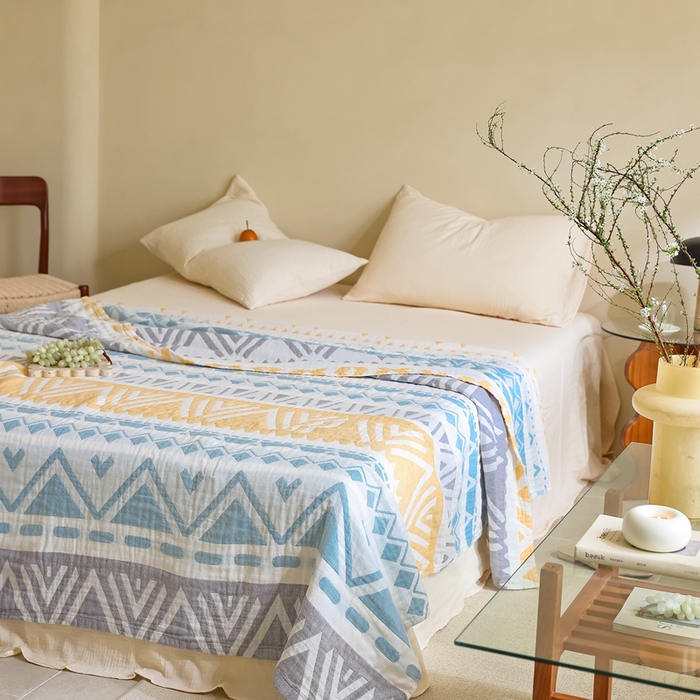 91家纺网 家纺一手货源 找家纺 朴尔2025年新品格调简约风全棉三层纱布毛巾被 尤克里