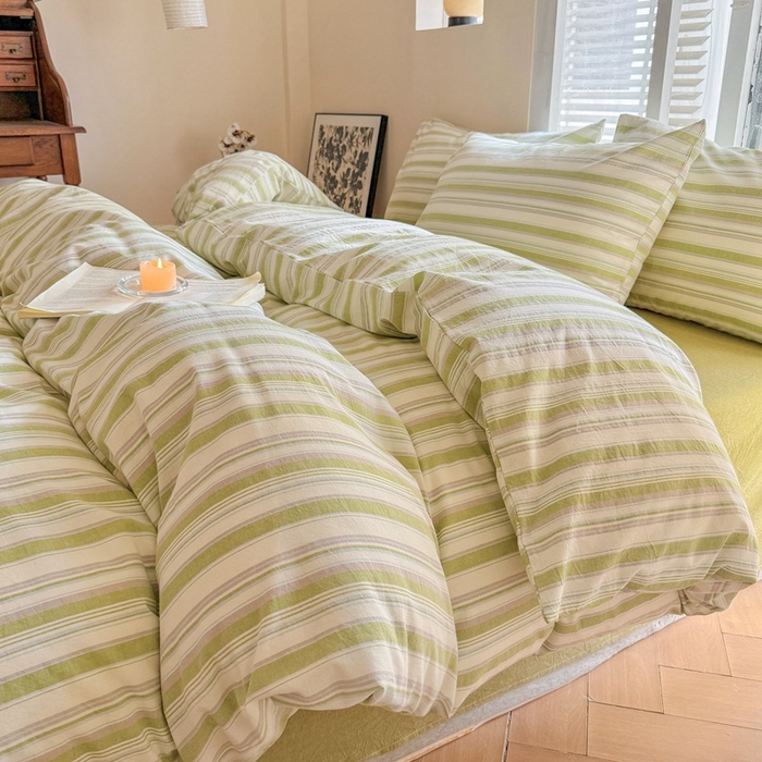 91家纺网 家纺一手货源 找家纺 澳萝拉 2025新款全棉水洗棉印花款四件套-风格一 左岸-绿