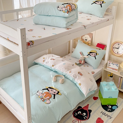 91家纺网 家纺一手货源 找家纺 （总）凯洛奇 2025新款1卡通水洗棉印+绣毛巾绣四件套（学生床）【提供买家秀】