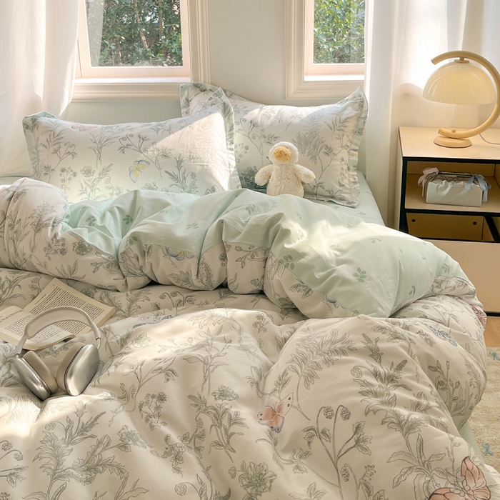 91家纺网 家纺一手货源 找家纺 涵宸家纺 2025新款全棉印花四件套 B素汐