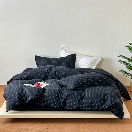 云上  2025新款色织小提花方糖水洗棉四件套 方糖-蓝黑