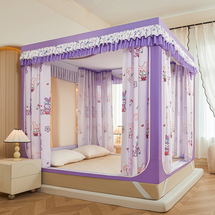 91家纺网 家纺一手货源 找家纺 迪凡保罗蚊帐 2025新款2503专版印花遮光帘防摔坐床蚊帐实拍图 奶萌兔兔