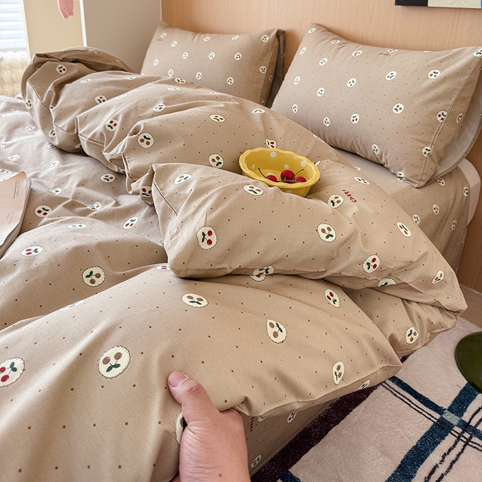 91家纺网 家纺一手货源 找家纺 感遇全棉软萌清新四件套 车厘子