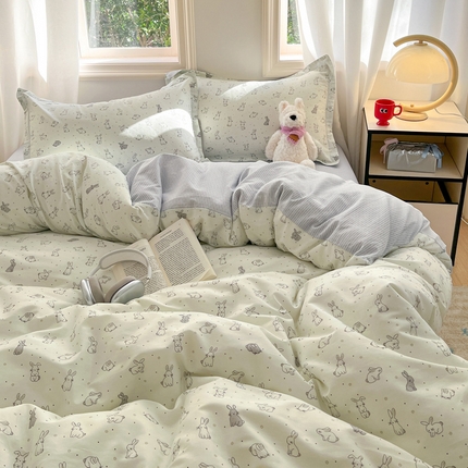 91家纺网 家纺一手货源 找家纺 涵宸家纺 2025新款全棉印花四件套 B萌小兔