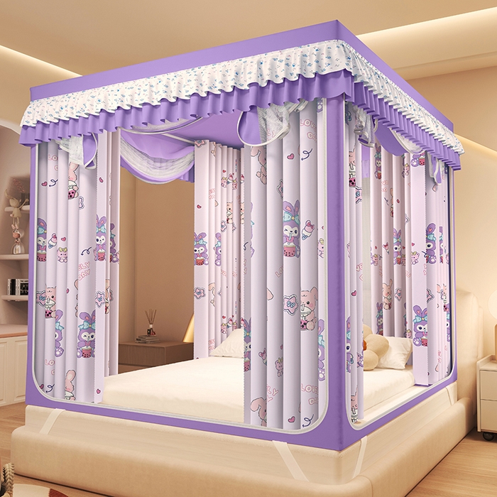 91家纺网 家纺一手货源 找家纺 迪凡保罗蚊帐 2025新款2503专版印花遮光帘防摔坐床蚊帐建模图 奶萌兔兔