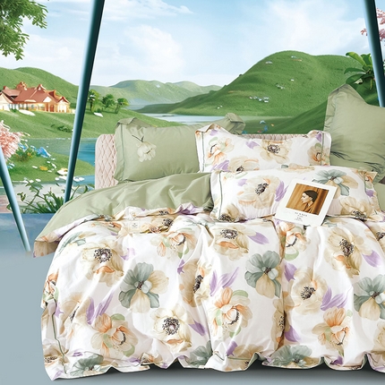 91家纺网 家纺一手货源 找家纺 （总）磨毛世家家纺 2025新款13372铂金凯丽四件套-实体花色