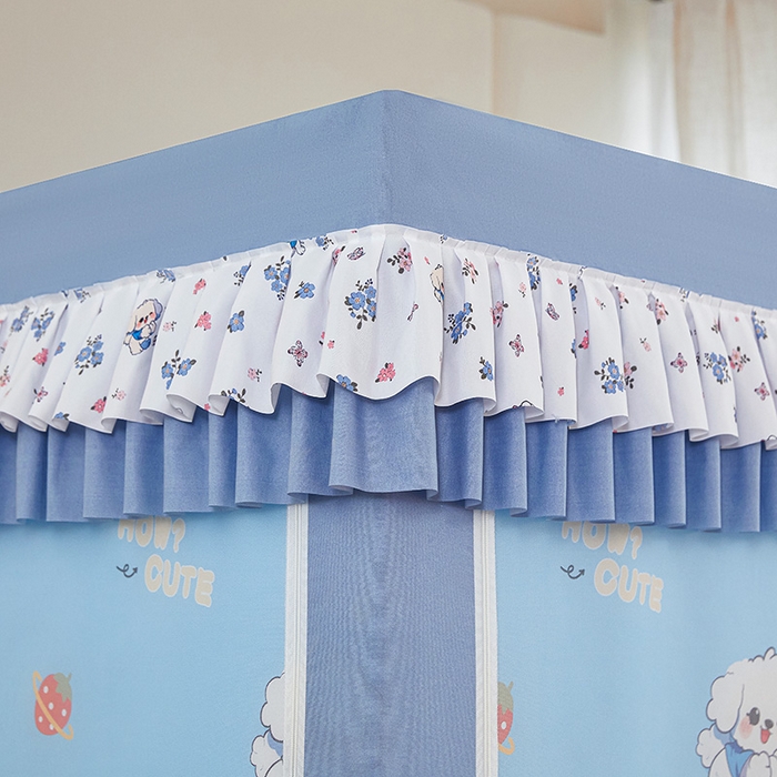 91家纺网 家纺一手货源 找家纺 迪凡保罗蚊帐 2025新款2503专版印花遮光帘防摔坐床蚊帐实拍图 可爱狗狗