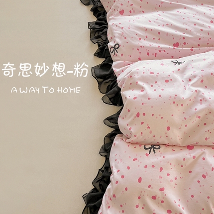 91家纺网 家纺一手货源 找家纺 （总）眠势力 2025新款赫本风被套韩版荷叶花边被罩四季款