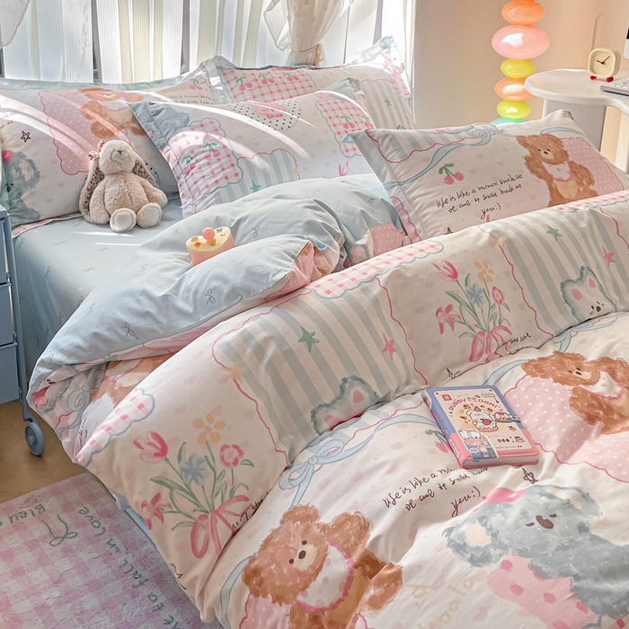 91家纺网 家纺一手货源 找家纺 涵宸家纺 2025新款全棉印花四件套 A快乐园