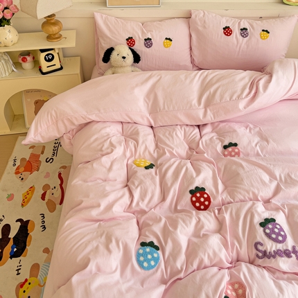 91家纺网 家纺一手货源 找家纺 （总）逸尚阁 2025新款小清新毛巾绣四件套（提供买家秀）