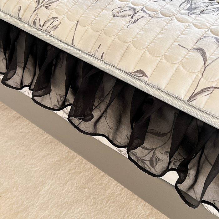 91家纺网 家纺一手货源 找家纺 眠势力 2025新款赫本风花边床笠四季通用加厚夹棉席梦思保护套 玫瑰之恋