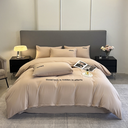 91家纺网 家纺一手货源 找家纺 （总）经年 2025新款高克重亲肤棉刺绣四件套-励志