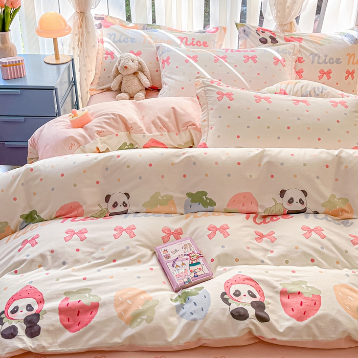 91家纺网 家纺一手货源 找家纺 涵宸家纺 2025新款全棉印花四件套 A多彩熊猫