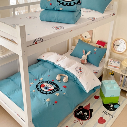 91家纺网 家纺一手货源 找家纺 （总）凯洛奇 2025新款1卡通水洗棉印+绣毛巾绣四件套（学生床）【提供买家秀】