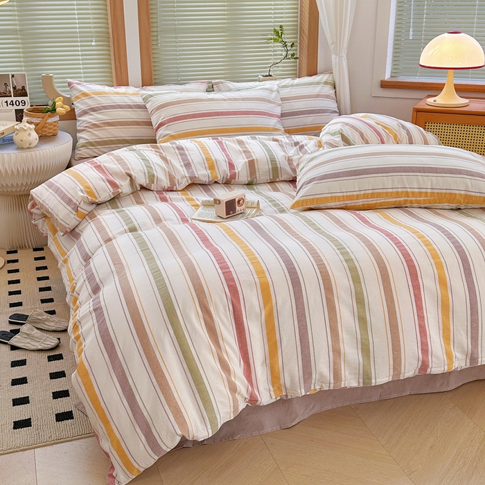 91家纺网 家纺一手货源 找家纺 澳萝拉 2025新款全棉水洗棉印花款四件套-风格二 里威-深咖