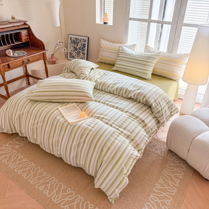 91家纺网 家纺一手货源 找家纺 澳萝拉 2025新款全棉水洗棉印花款四件套-风格一 左岸-绿