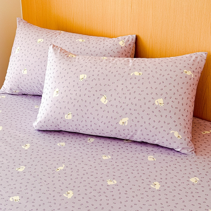 91家纺网 家纺一手货源 找家纺 感遇全棉软萌清新四件套 紫花猫