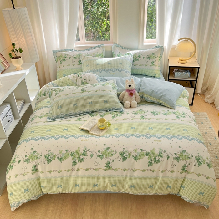 91家纺网 家纺一手货源 找家纺 涵宸家纺 2025新款全棉印花四件套 B葡萄园