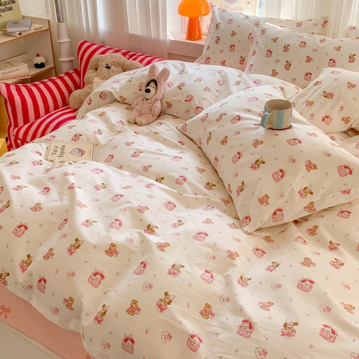 91家纺网 家纺一手货源 找家纺 澳萝拉 2025新款小碎花清新春夏全棉花边双层纱韩系三件套四件套 节日派对