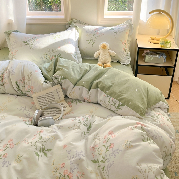 91家纺网 家纺一手货源 找家纺 涵宸家纺 2025新款全棉印花四件套 B花语