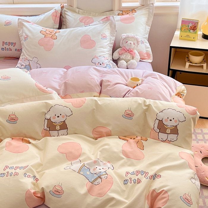 91家纺网 家纺一手货源 找家纺 涵宸家纺 2025新款全棉印花四件套 A幸运犬