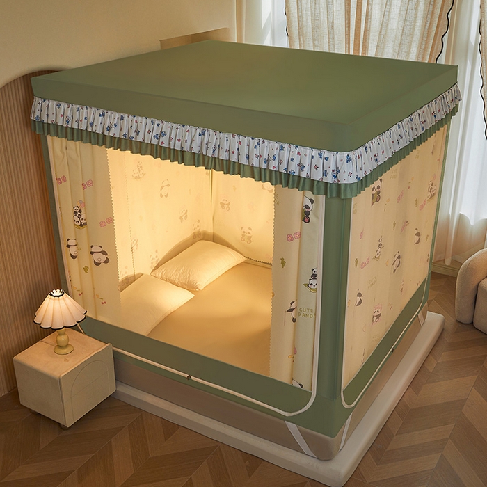 91家纺网 家纺一手货源 找家纺 迪凡保罗蚊帐 2025新款2503专版印花遮光帘防摔坐床蚊帐实拍图 贪吃熊猫