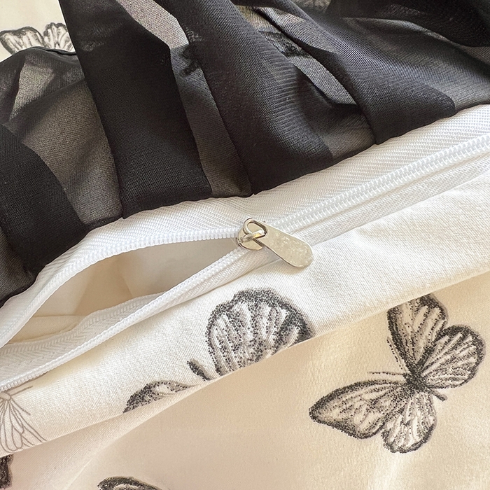 91家纺网 家纺一手货源 找家纺 眠势力 2025新款赫本风被套韩版荷叶花边被罩四季款 蝴蝶飞