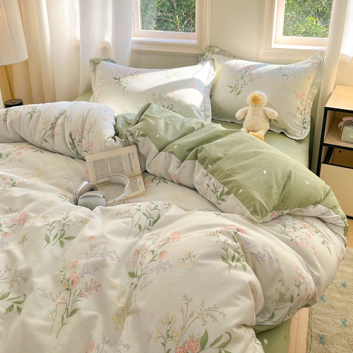 91家纺网 家纺一手货源 找家纺 涵宸家纺 2025新款全棉印花四件套 B花语