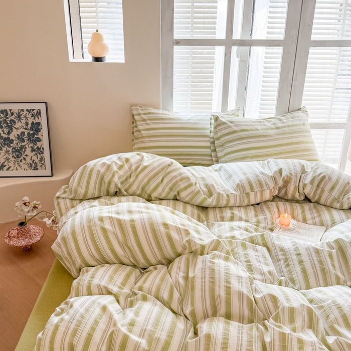 91家纺网 家纺一手货源 找家纺 澳萝拉 2025新款全棉水洗棉印花款四件套-风格一 左岸-绿