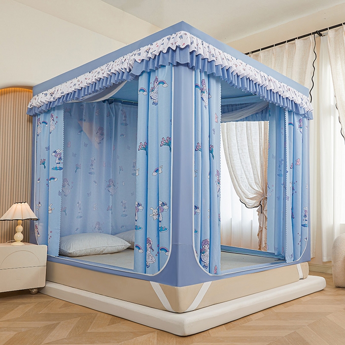 91家纺网 家纺一手货源 找家纺 迪凡保罗蚊帐 2025新款2503专版印花遮光帘防摔坐床蚊帐实拍图 梦幻少女