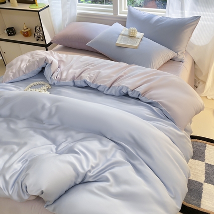 91家纺网 家纺一手货源 找家纺 （总）悦织湾家纺 2025新款水洗冰丝双面纯色轻奢四件套学生宿舍三件套