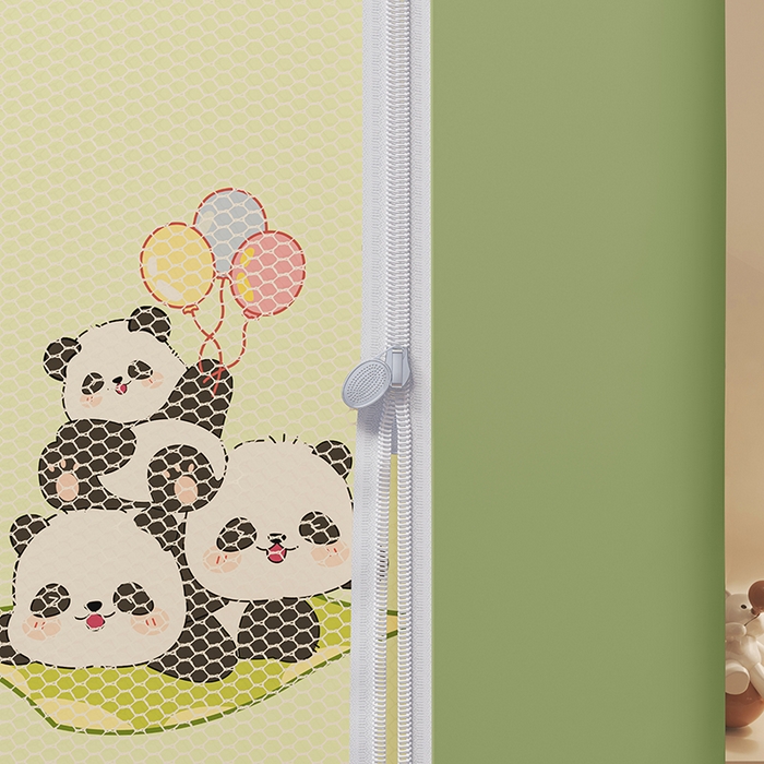 91家纺网 家纺一手货源 找家纺 迪凡保罗蚊帐 2025新款2503专版印花遮光帘防摔坐床蚊帐建模图 贪吃熊猫