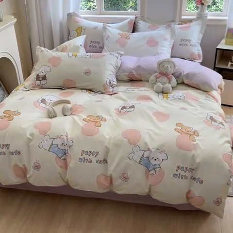 91家纺网 家纺一手货源 找家纺 涵宸家纺 2025新款全棉印花四件套 A幸运犬