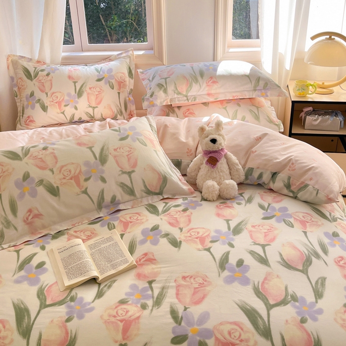 91家纺网 家纺一手货源 找家纺 涵宸家纺 2025新款全棉印花四件套 B花丛中