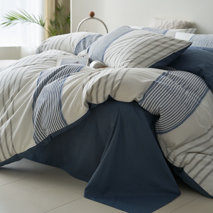 91家纺网 家纺一手货源 找家纺 （总）金丝鸟家纺 2025新款全棉三层纱提花晴岚系列四件套