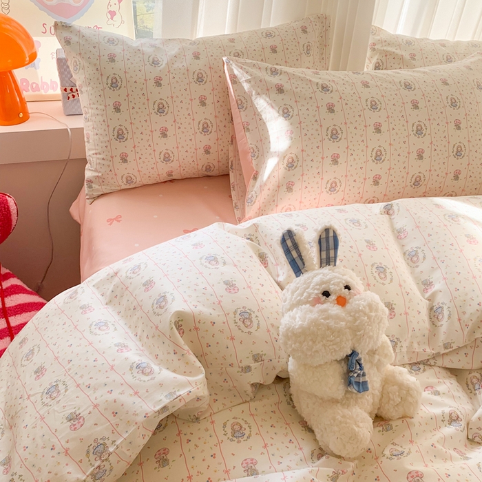 91家纺网 家纺一手货源 找家纺 澳萝拉 2025新款小碎花清新春夏全棉花边双层纱韩系三件套四件套 花花公主