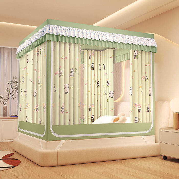 91家纺网 家纺一手货源 找家纺 迪凡保罗蚊帐 2025新款2503专版印花遮光帘防摔坐床蚊帐建模图 贪吃熊猫