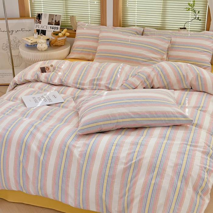 91家纺网 家纺一手货源 找家纺 澳萝拉 2025新款全棉水洗棉印花款四件套-风格二 塞纳-黄兰